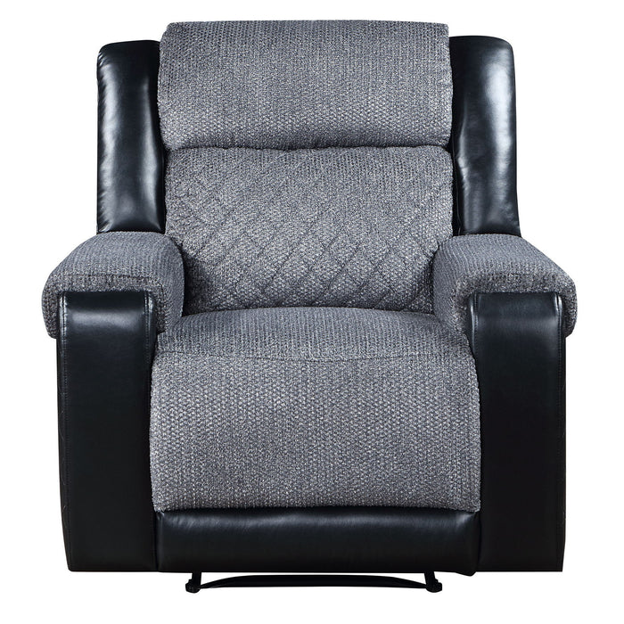 Faux Leather Fabric Manual Recliner - Black / Gray