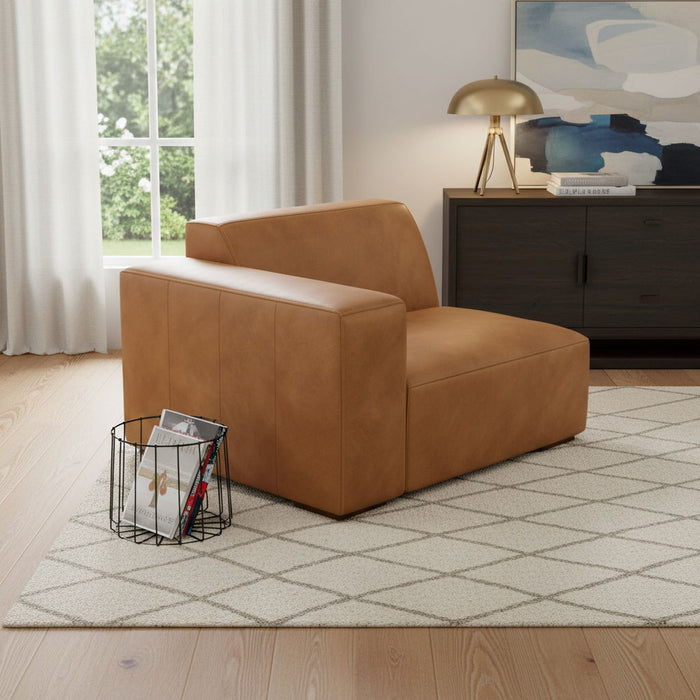 Modern Sienna Leather Modular Sofa With Brown Legs - Brown