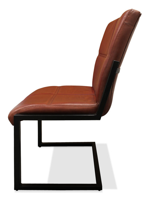 Upholstered Leather Dining Side Chair - Cinnamon / Black
