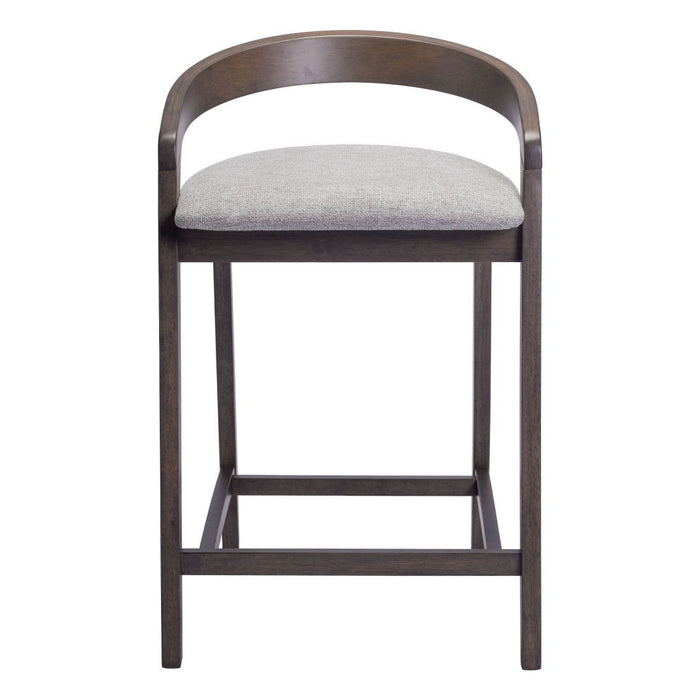 25" Fabric And Solid Wood Low Back Counter Height Bar Chairs (Set of 2) - Gray / Espresso