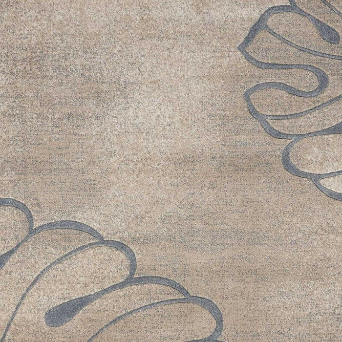 9' X 13' Boical Leaves Non Skid Area Rug - Beige And Gray