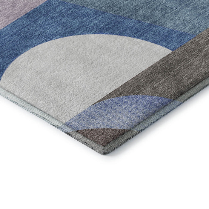 10' X 14' Geometric Washable Area Rug With UV Protection (696584) - Sky Blue / Teal / Ivory