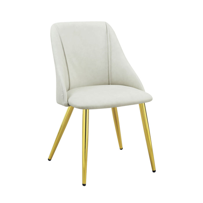 Upholstered Faux Leather Metal Dining Side Chairs (Set of 2) - White