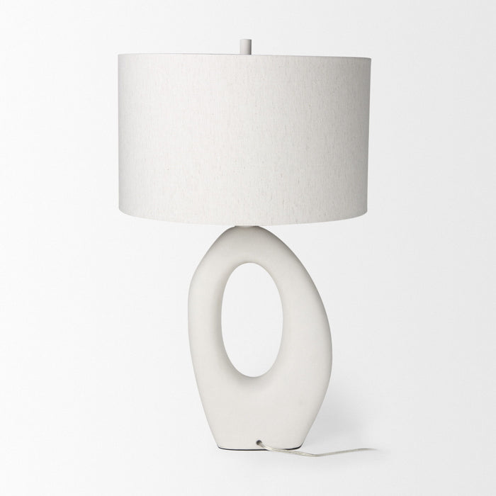Novelty Table Lamp With Drum Shade - White