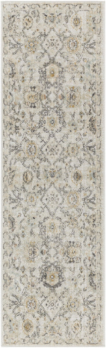 6' Floral Worn Faded Runner Rug (573491) - Gray