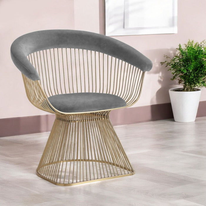 Velvet Steel Windsor Back Dining Arm Chair - Gray