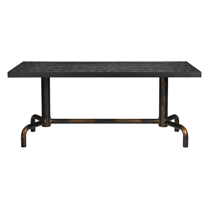 71" Wood And Steel Trestle Base Dining Table - Black