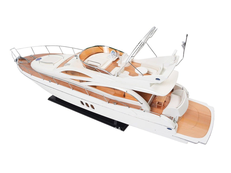 Hand Painted Model Boat - White / Light Brown