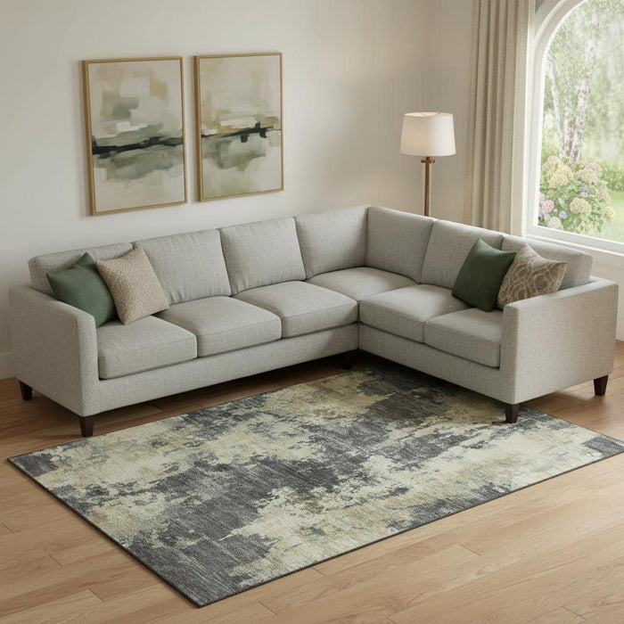 10' X 14' Abstract Washable Area Rug With UV Protection (716954) - Gray / Beige