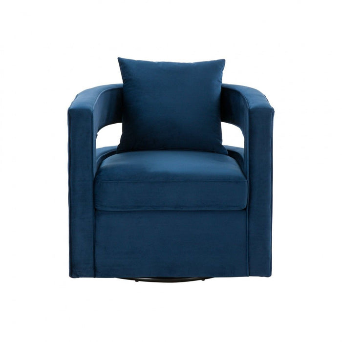Stylish Velvet Swivel Chair - Blue