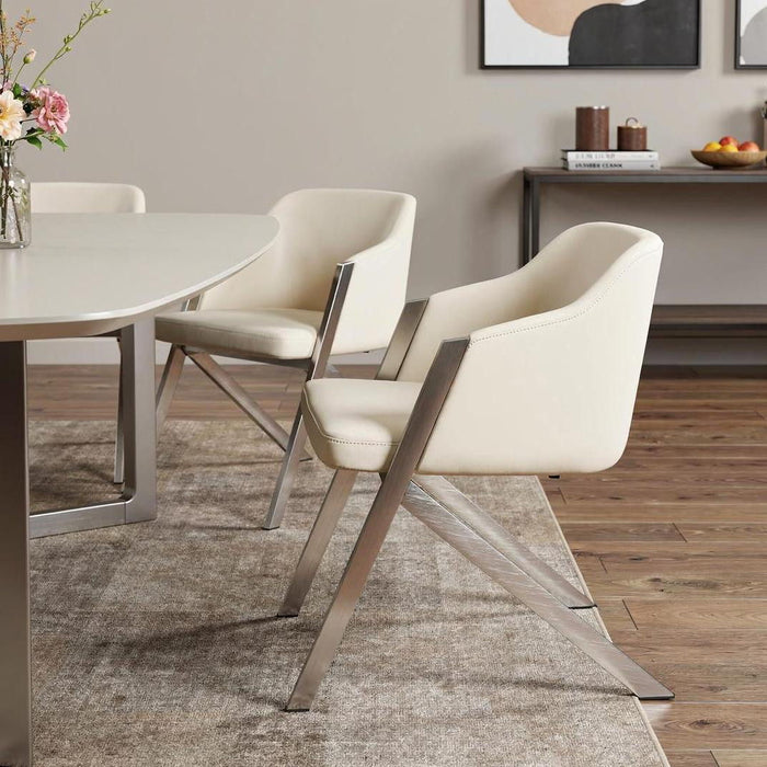 Faux Leather Modern Dining Chairs (Set of 2) - White