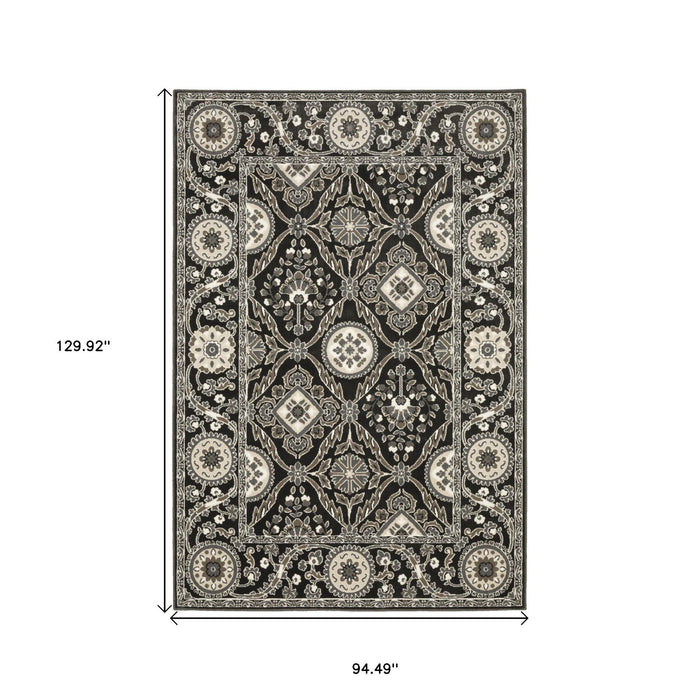 8' X 11' Oriental Area Rug - Charcoal And Gray