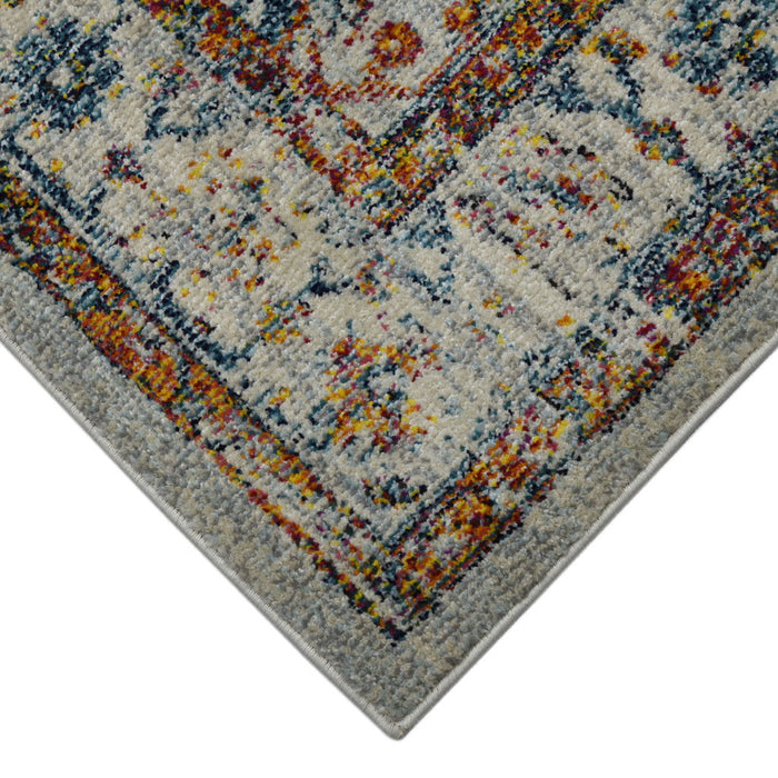8.8' x 11.8' Floral Power Loom Area Rug - Orange And Ivory