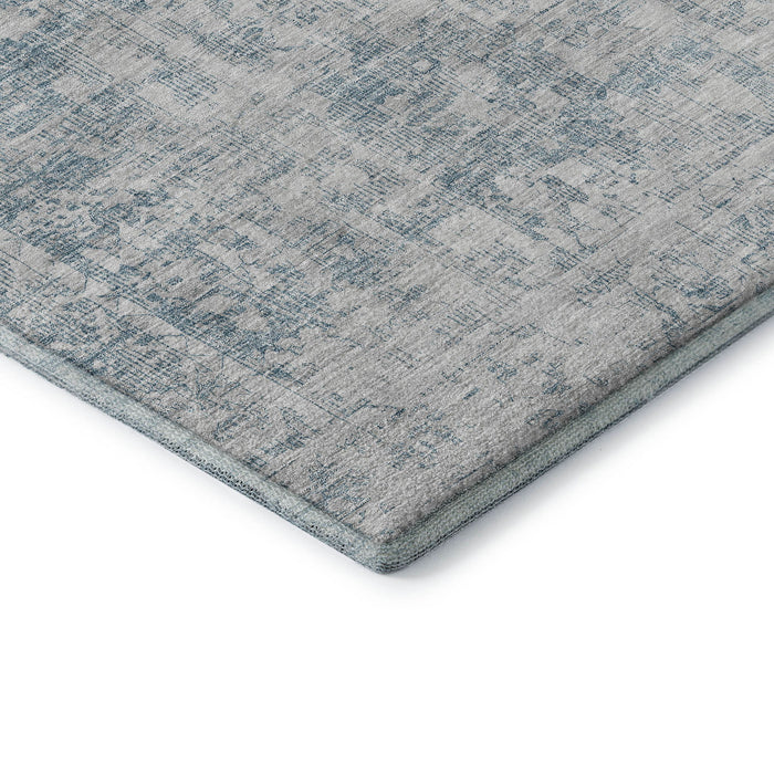 10' X 14' Oriental Washable Area Rug With UV Protection (692016) - Sky Blue / Silver