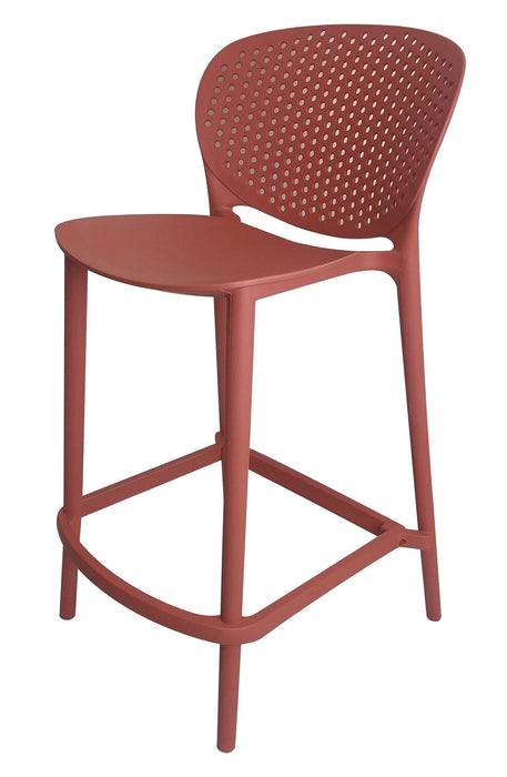 30" Contemporary Heavy Duty Plastic Low Back Bar Height Bar Chairs (Set of 4) - Orange