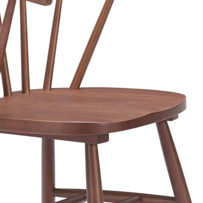 Solid Wood Slat Back Dining Side Chairs (Set of 2) - Walnut / Brown