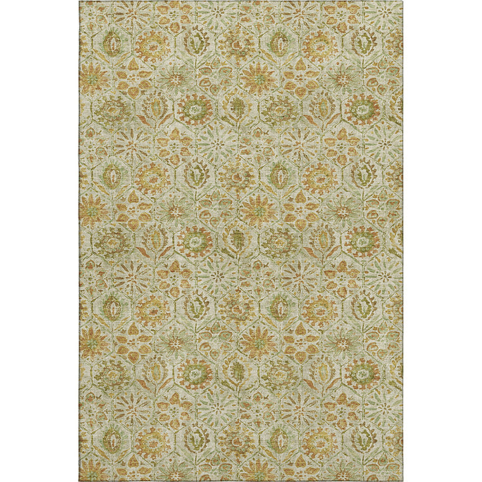 10' X 14' Floral Washable Area Rug With UV Protection (708649) - Beige / Gold