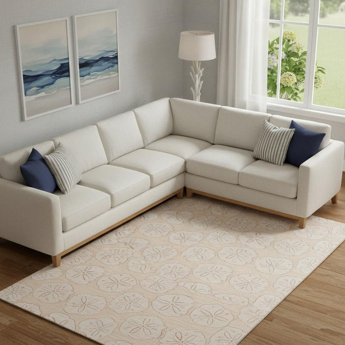 8' X 10' Geometric Washable Area Rug With UV Protection (646083) - Apricot / Ivory