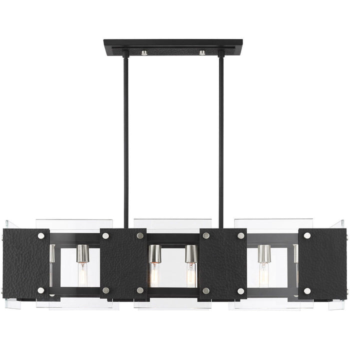 19" Eight Light Dimmable Chandelier With Shades - Black