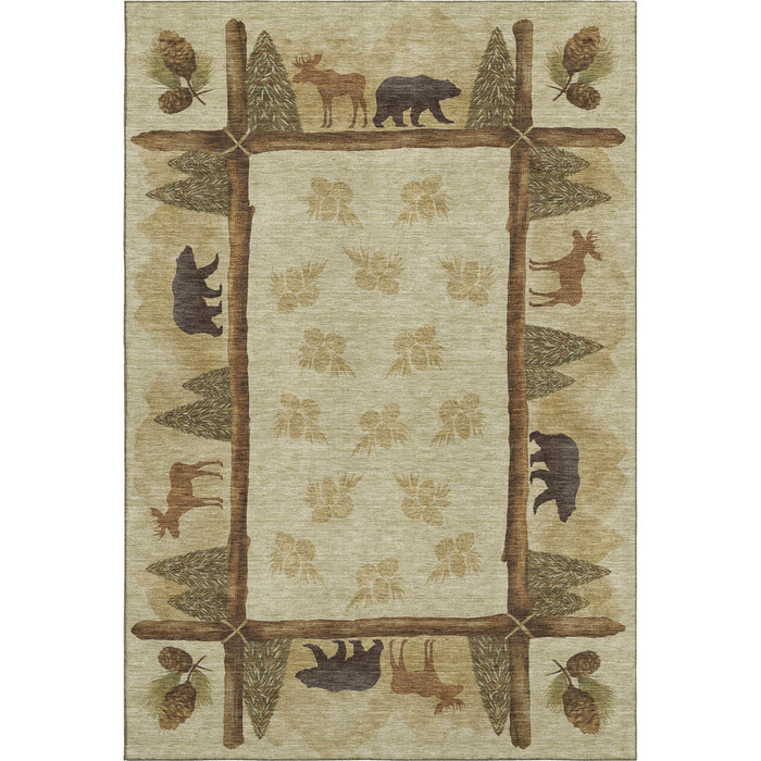 8' X 10' Animal Print Washable Area Rug Polyester With UV Protection - Brown / Rust