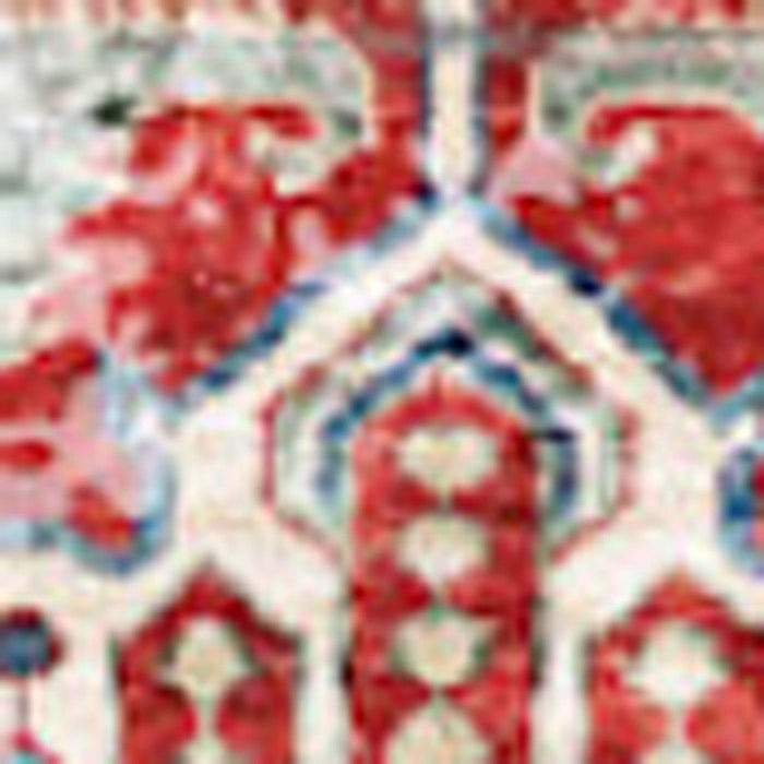 8' Oriental Distressed Non Skid Runner Rug (553229) - Ivory / Red / Blue
