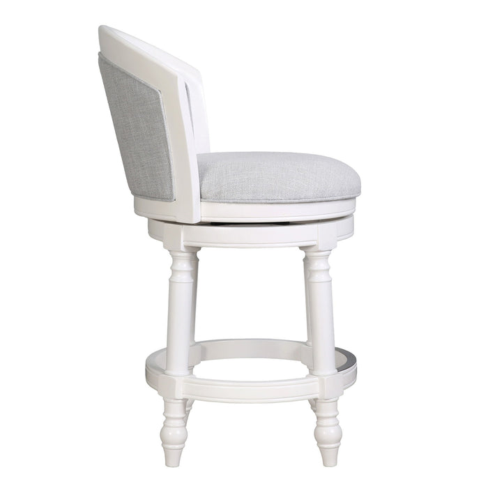 Fabric Solid Wood Low Back Counter Height Swivel Bar Chair (633107) - Gray / White