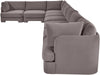 Meridian Furniture Hammond velvet performance fabric 8-piece L-shaped sectional sofa with plush cushions and modern design.