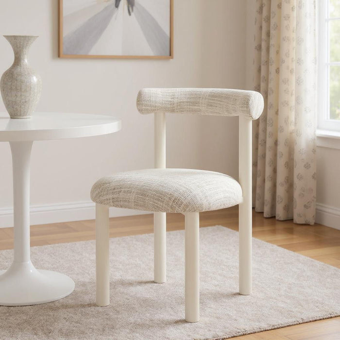 Aluminum Open Back Dining Side Chair - Beige / White
