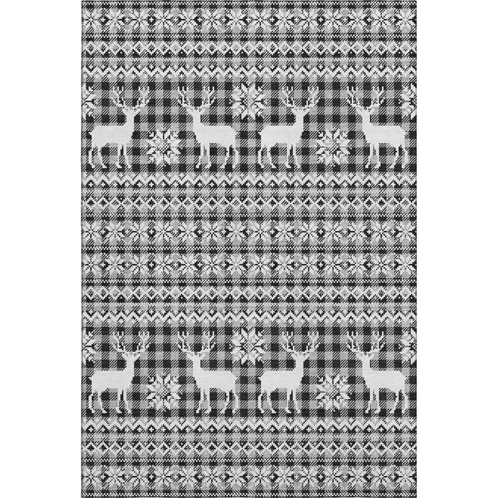 10' X 14' Abstract Geometric Washable Area Rug With UV Protection (701984) - Gray / Black / Ivory