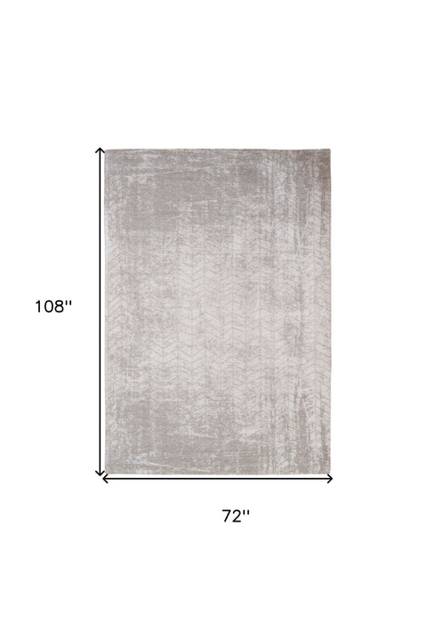 7' x 9' Chevron Non Skid Area Rug - Gray And White