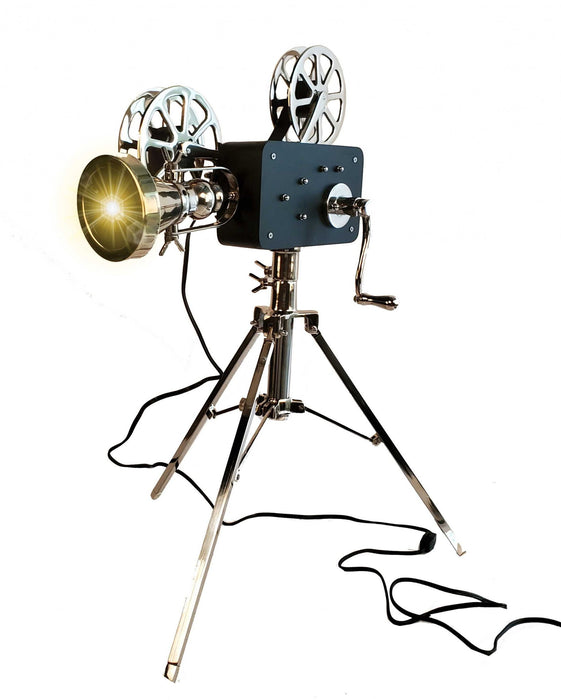 Buffed Aluminum Movie Projector - Black And Silver
