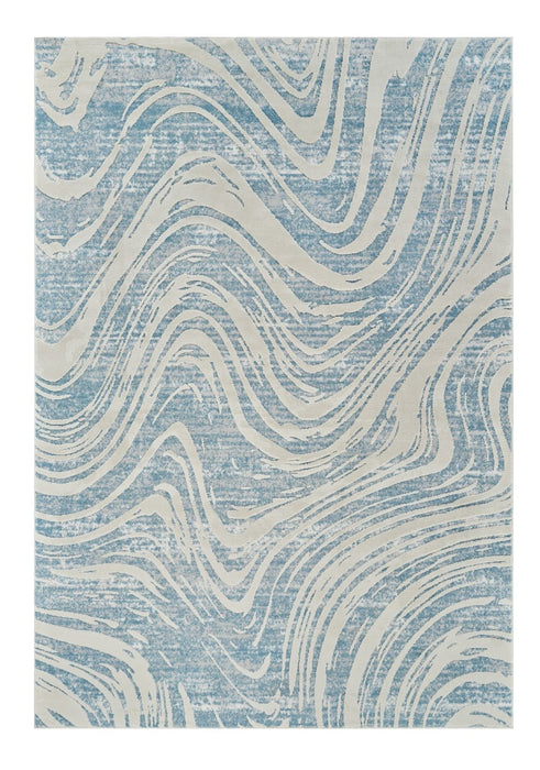 7.9' x 7.9' Abstract Distressed Area Rug - Blue And Beige
