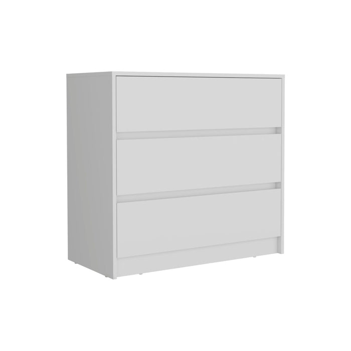 34" Three Drawer Dresser - White