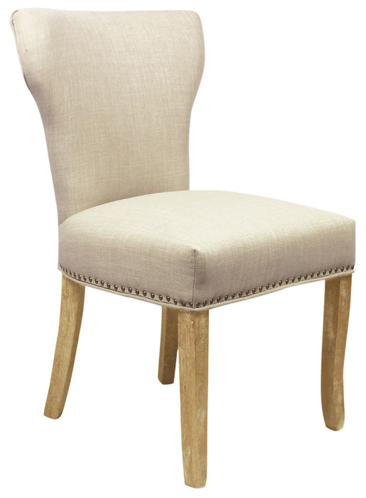 Upholstered Fabric Dining Parsons Chairs (Set of 2) - Ivory / Natural