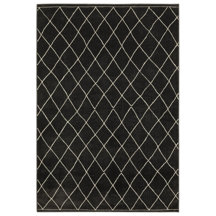 8' X 11' Trellis Area Rug - Charcoal And Ivory