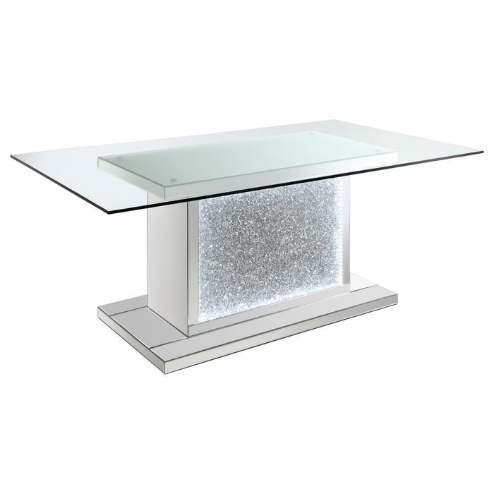 Marilyn - Pedestal Rectangle Glass Top Dining Table - Mirror