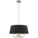 HomeRoots 20-inch four-light dimmable chandelier with pearl silver shades and nickel finish, elegant lighting fixture for modern interiors.