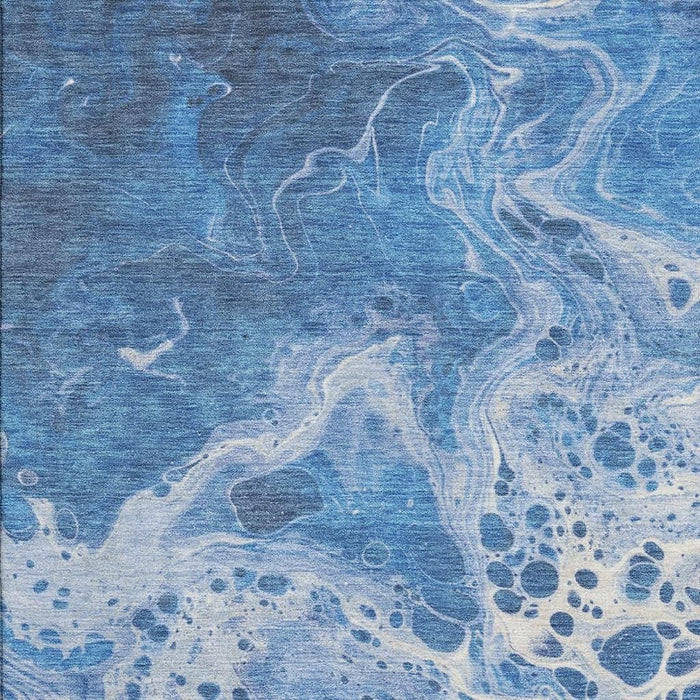10' X 14' Abstract Washable Area Rug With UV Protection (697740) - Navy Blue / Ivory