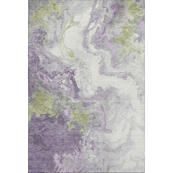 10' X 14' Abstract Washable Area Rug With UV Protection (705431) - Lavender / Green / Ivory