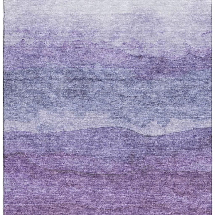 10' X 14' Striped Washable Area Rug With UV Protection (697584) - Purple / Plum