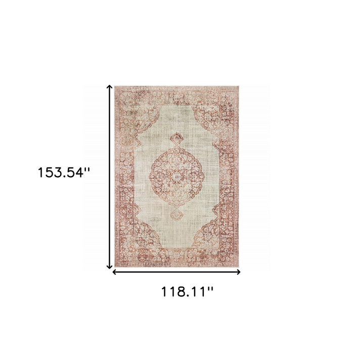 10' x 13' Medallion Area Rug - Ivory And Pink