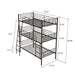 Black Giga twin size metal triple bunk bed for bedrooms and dormitories, convertible into three separate beds, shown assembled.