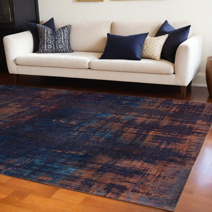 6' x 8' Abstract Non Skid Area Rug - Blue And Brown