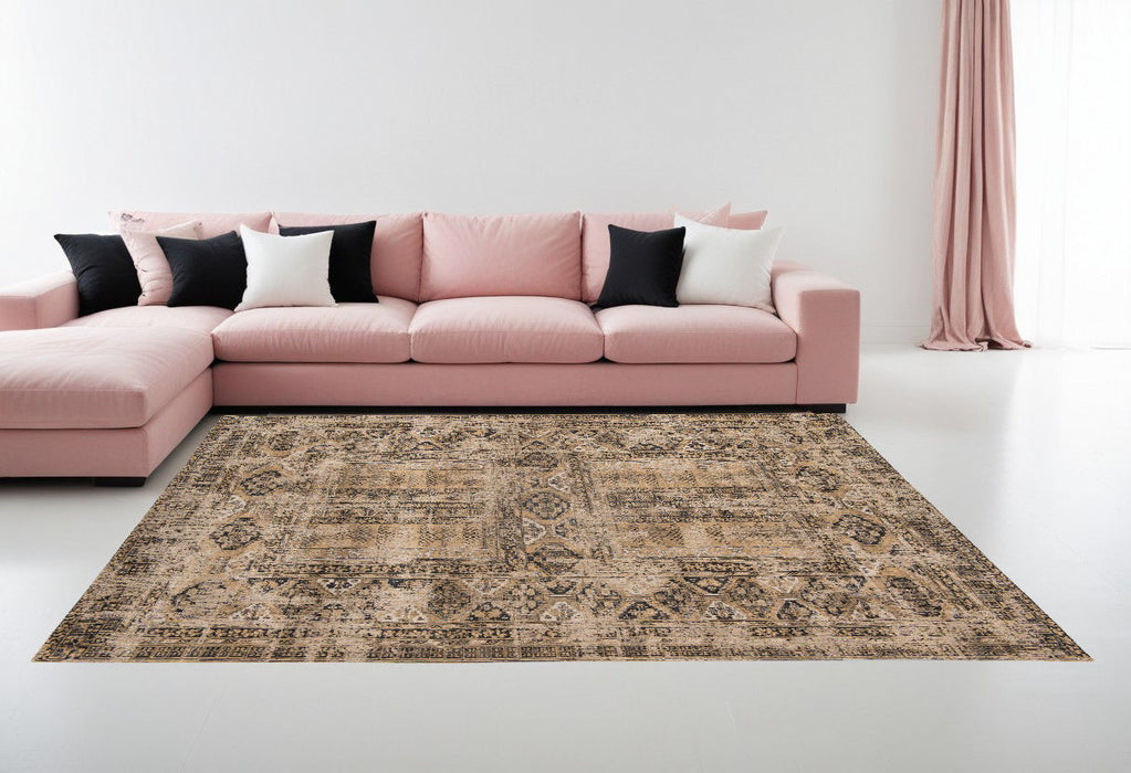6' x 8' Oriental Non Skid Area Rug - Brown