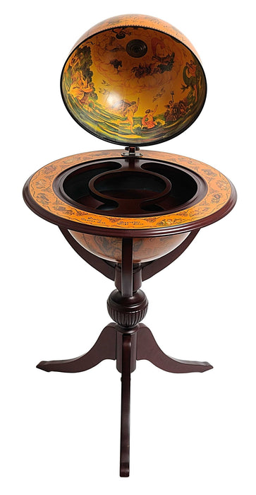 26" X 26" X 45" Globe Bar 3 Legs - Mahogany