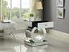 Pearl silver Jocelyn end table by Meridian Furniture with a sleek, modern design and smooth finish.
