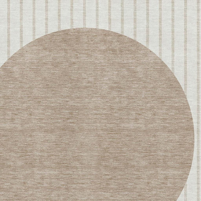 10' X 14' Striped Washable Area Rug With UV Protection (678299) - Ivory / Beige / Taupe