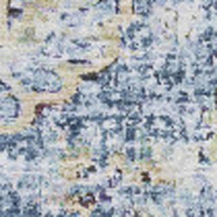 10' X 14' Floral Washable Area Rug With UV Protection (653188) - Blue / Ivory / Gold