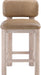 Set of two Meridian Furniture Paloma vegan leather counter stools with tan upholstery and natural wooden legs, stylish and comfortable seating.