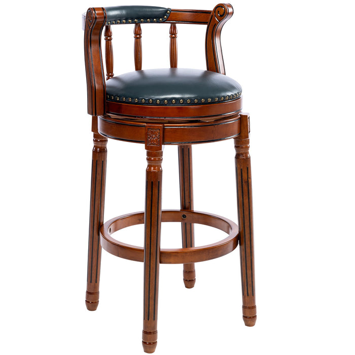Giga Swivel Cow Top Wooden Bar Stool with backrest, 360-degree swivel, bar height 28-30 inches, ideal for home kitchen counters